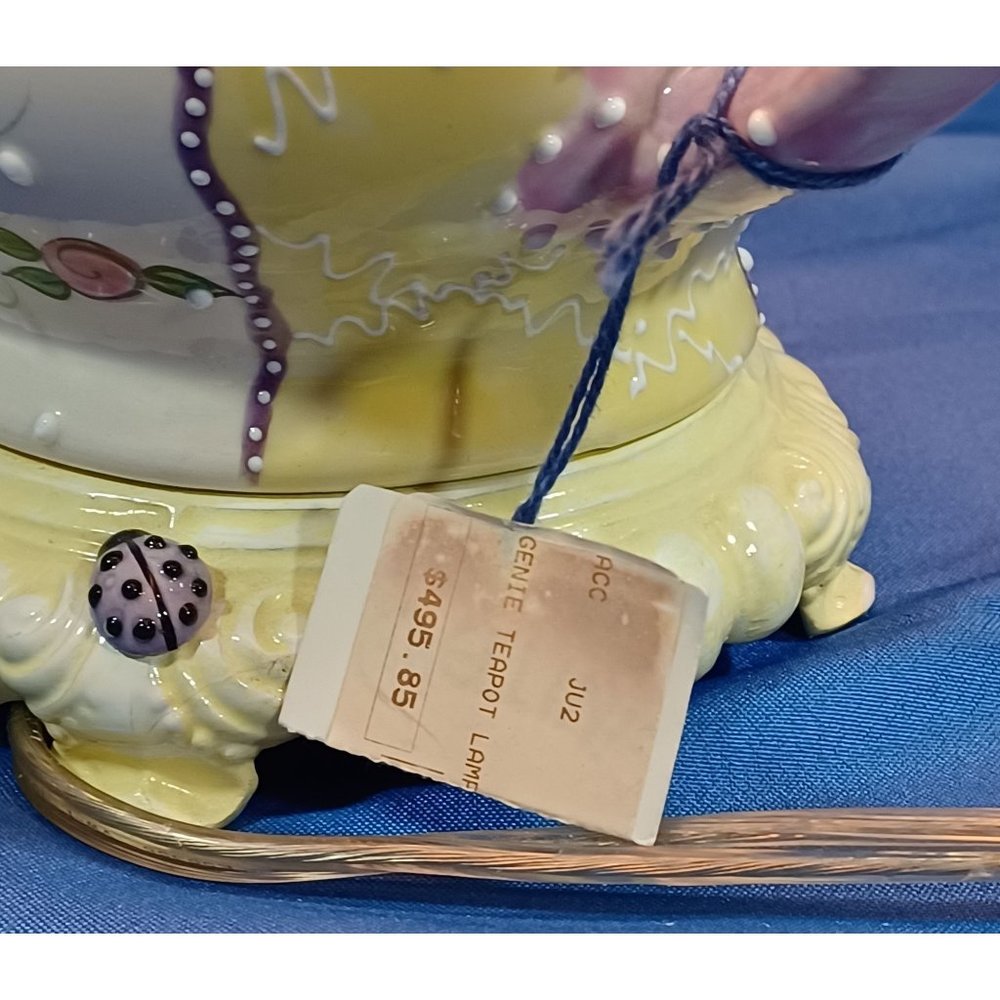 Vtg $495 Genie Whimsical Floral 20" Teapot Tea Party Princess Girl Bedroom Lamp - Picture 9 of 9